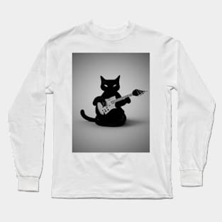 Black Cat Playing Guitar Long Sleeve T-Shirt